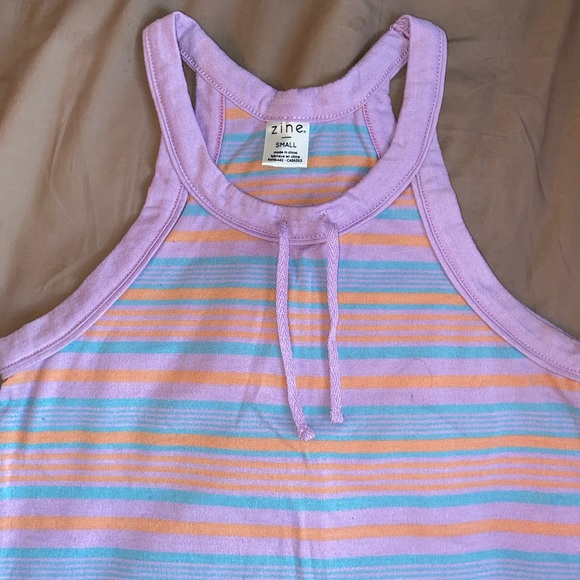 Retro Pastel Rainbow High-Neck Crop Top - Picture 3 of 5
